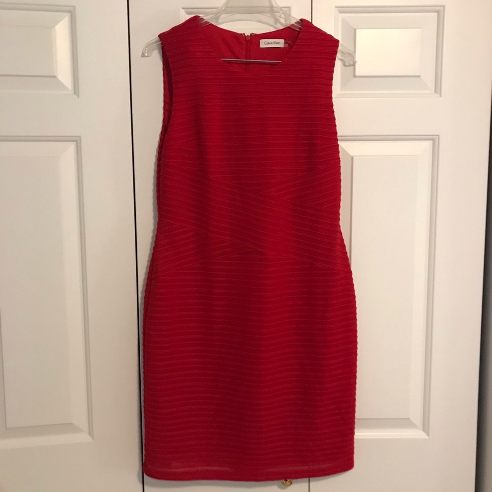 Red Calvin Klein body con dress